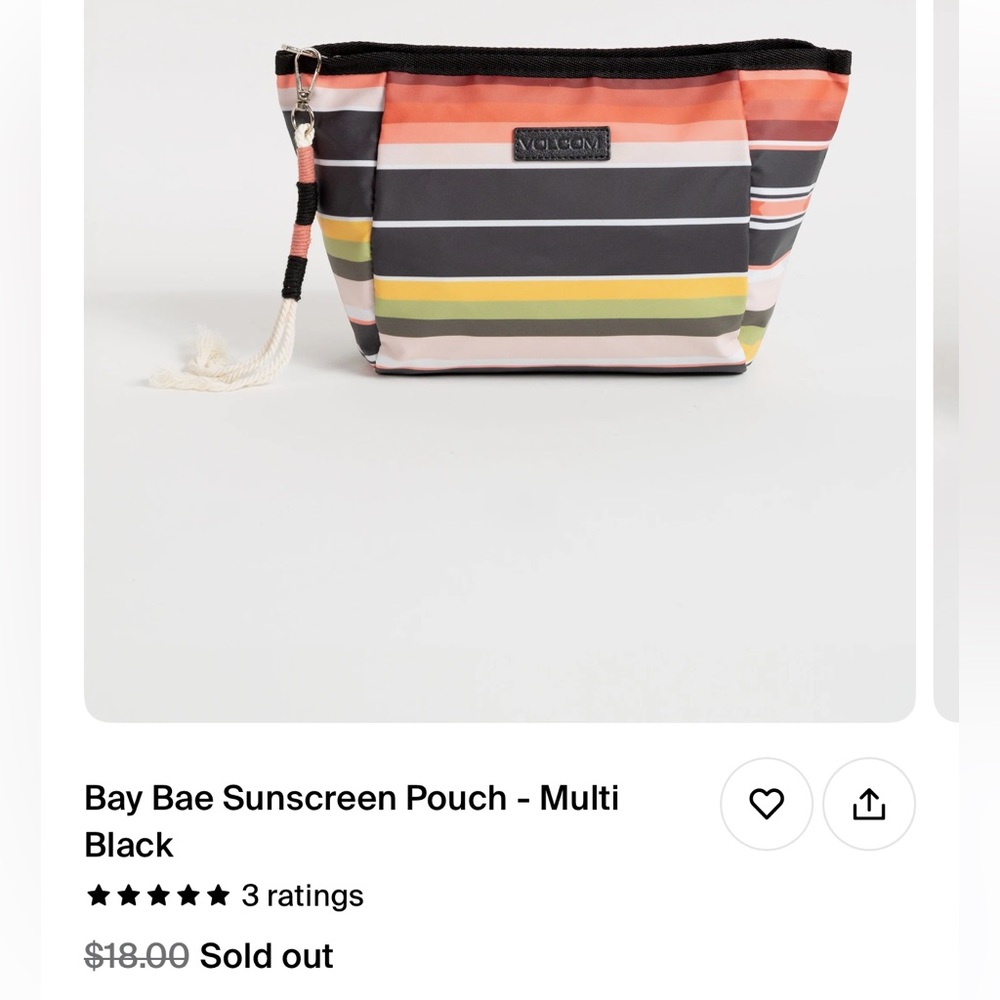 New Volcom Bay Bae sunscreen bag never opened beach sun peach beige black cute!